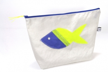 Segeltuchtasche mit blaugelbem Fisch